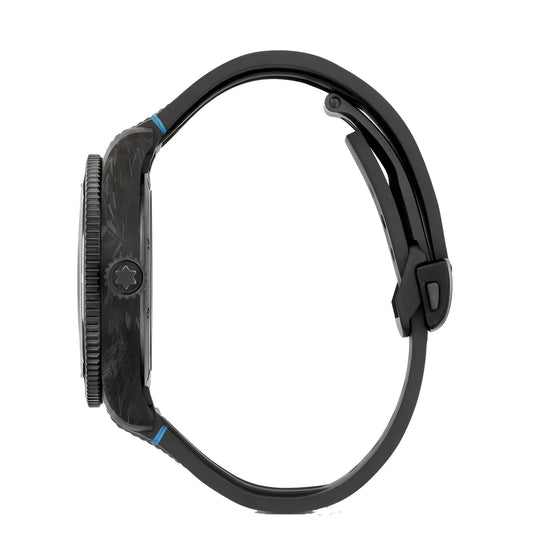 Orologio montblanc geosphere carbo₂ edizione limitata 43mm nero fibra di carbonio con cuciture blu sul cinturino